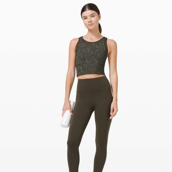 NWOT -Lululemon Power Pivot Tank *Tough Heathered PU Bronze Green Dark Olive - 6 - Picture 3 of 8